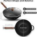 Nonstick Wok, 13-Inch Carbon Steel Wok Pan with Glass Cover, Woks & Stir-Fry Pans for Induction, Electric, Gas, Halogen, All Stoves