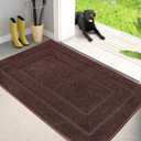 PURRUGS Dirt Trapping Door Mat 34" x 59", Non-Slip/Skid Machine Washable Entryway Area Rug, Dog Doormat, Super Absorbent Welcome Mat for Muddy Wet Shoes and Paws, Brown