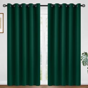 COSVIYA Dark Green Curtains 84 inch Length 2 Panels Grommet Room Darkening,Thick Polyester Light Blocking Insulated Thermal Curtain Drapes for Bedroom/Living Room,70x84 inches