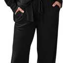 CHICME Womens 2 Piece Vacation Outfits Casual Resort Wear 2026 Beach Cover Up Button Down Shirt Loose Pants Set with Pockets, XL