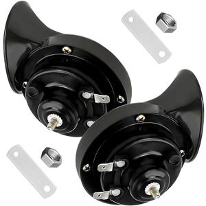 Super Loud Car Snail Horns, 12V 300DB Durable Car Horn Kit, High Low Tone Universal Waterproof Car Air Electric Snail Horn, Vehicle Air Horn Replacement for Motorcycle Truck (Black, 2 PCS)