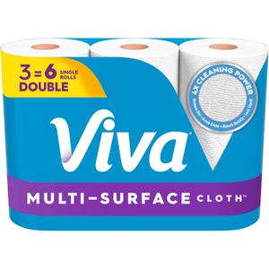 Viva Multi-Surface Cloth Paper Towels, Choose-A-Sheet Size, 3 Double Rolls, 110 Sheets per Roll