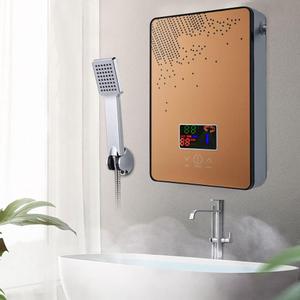 Tankless Electric Hot Water Heater,4500W 110V Instant Water Heater On Demand Bath Shower with LED Screen Display for Bathroom,Bathtub,RV,Whole House,Shower,w/Overheating Protection (Gold)