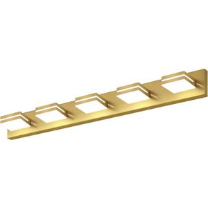 SineRise LED Modern Bathroom Vanity Light Fixtures, Modern Acrylic Bathroom Wall Lighting Fixtures Over Mirror, 5-Light, 40-Inch, Brass, 100%-0% White