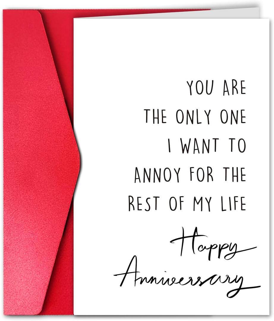 Funny Anniversary Card for Spouse, Hilarious Romantic Greeting to Husband Wife, Witty Wedding Gift for Boyfriend Girlfriend