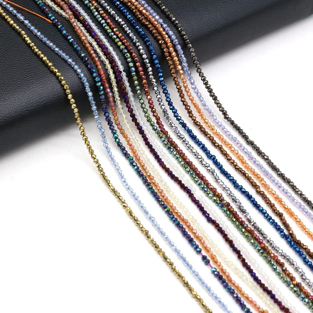 10 Strands Artificial Color Plating Faceted Beads Synthetic Colorful Crystal Beaded for Jewelry Making Necklace Decoration 3mm