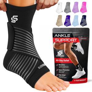 Sleeve Stars Ankle Brace Men & Women Support (Single/L:12"-13"/Black)