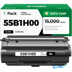 55B1H00 Toner Cartridge Black High Yield with Chip 15,000 Page-Yield Replacement for Lexmark MS331dn MS431dn MS431dw MX331adn MX431adw MX431adn MX432adwe MS331 MS431 MX331 MX431 Laser Printer 55b1000