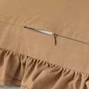 Kevin Textile 14x36 Inch Long Lumbar Pillow Cover 1 Pack 100% Cotton Lace Ruffles Scalloped Decorative Rectangle Cushion Case Soft Body Pillow for Bedding Couch Sofa, Coco Brown