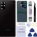 Rear Back Glass Replacement for Samsung Galaxy S20 Plus 6.7 inches with Reparing Toolkit and Pre-Installed Adhesive (Cosmic Black)
