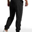 YAXHWIV Men's Casual Joggers Pants Cotton Drawstring Twill Cargo Pants Lightweight Tapered Track Jogging Sweatpants (Black, M)