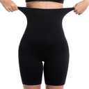 High-Waist Seamless Shapewear Shorts, No-Roll Waistband, Tummy Control for Daily Wear, M-4XL (Black)