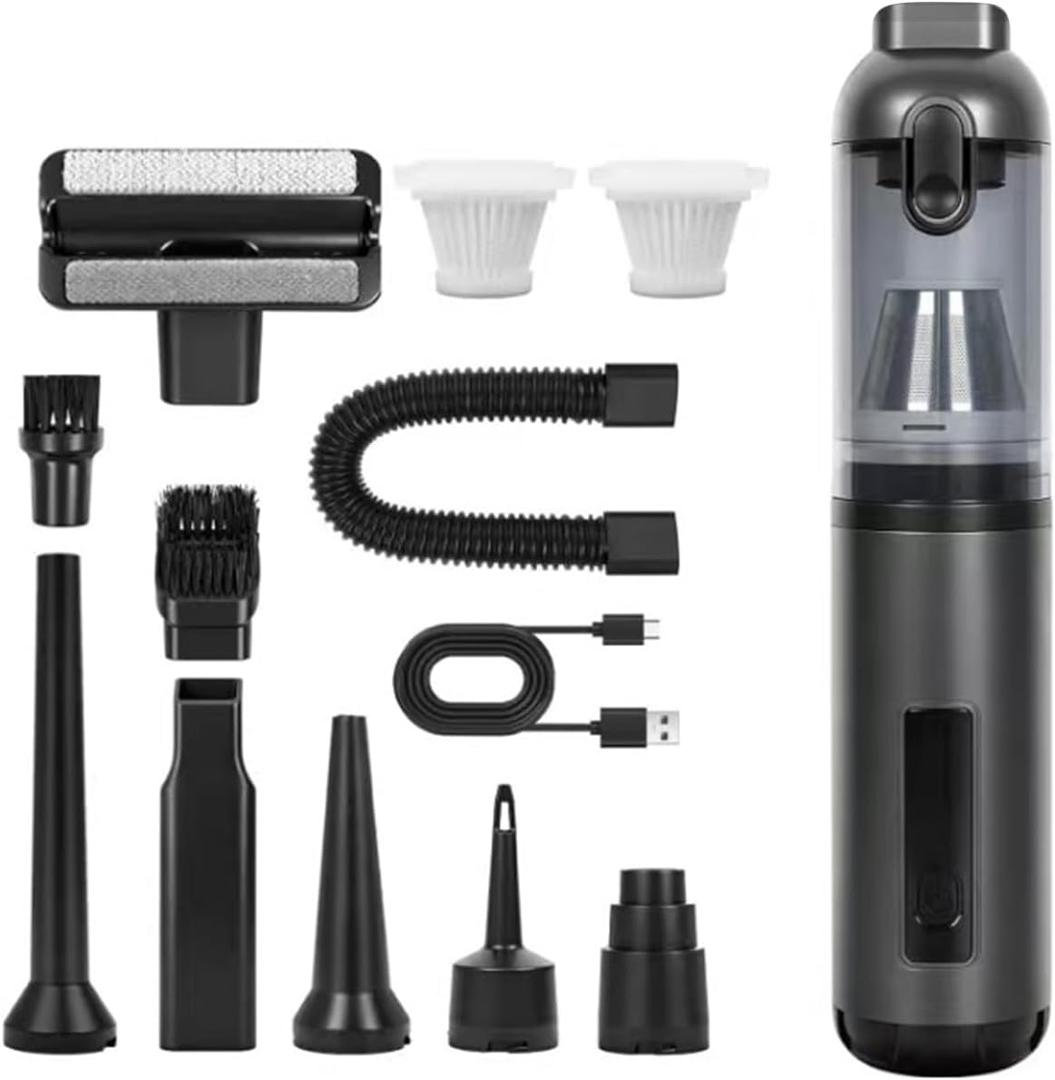 JFX Car Portable Cordless Handheld Vacuum Cleaner with 17000pa Suction Power, 4-in-1 Mini Cordless Vacuum with 3 Suction Mode, Type-C Charge, Handheld Vacuum for Small Jobs, Car, Office Desk, Keyboard