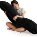 HIGOGOGO Body Pillow for Adults, Thickened Memory Foam Long Bed Pillow, Breathable Full Body Pillow with Removable Pillow Cover (20x54 Inch) (Corduroy-black)