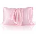 Bedsure Satin Pillowcase 2 Pack Similar to Silk Pillow Cases Standard Size, Pink Pillow Case Covers with Envelope Closure, Home Decor Valentine Gifts for Women Girls,20x26 Inches, 2pcs