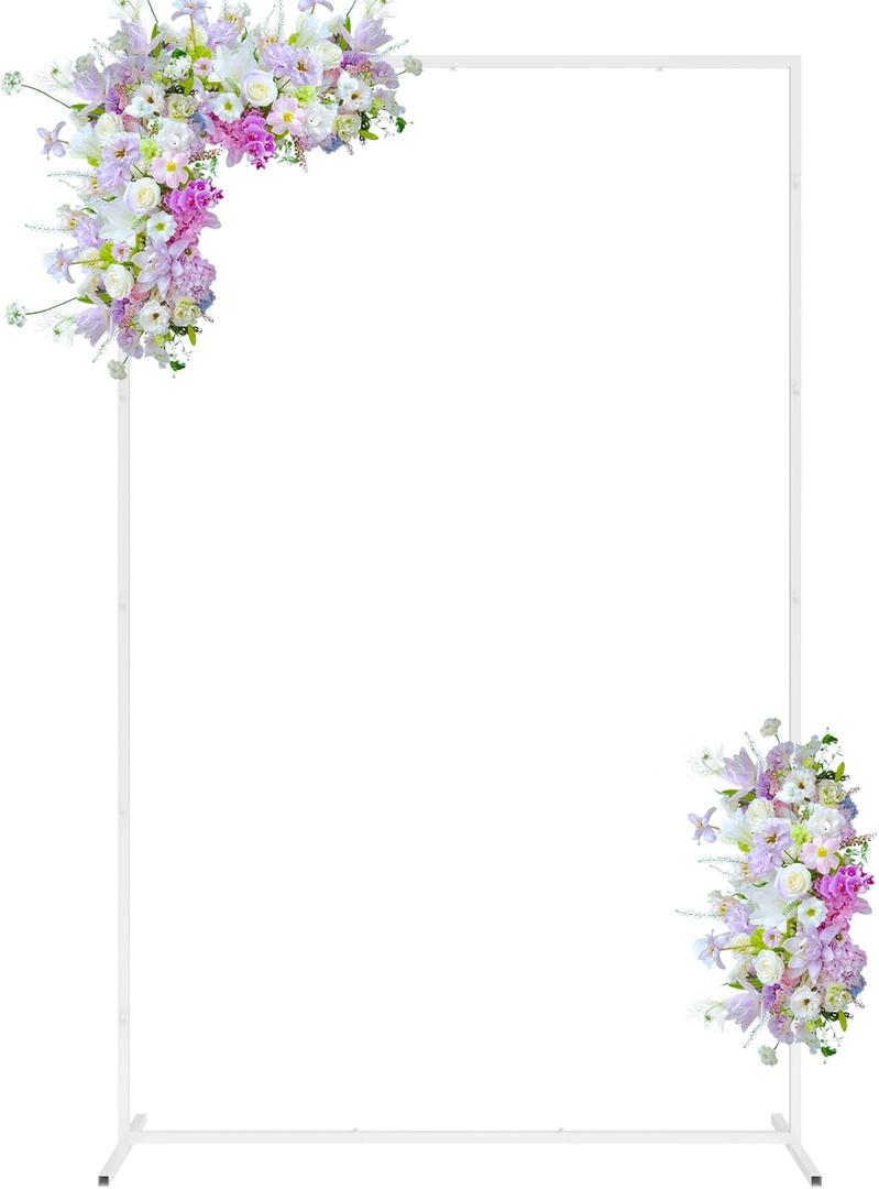 6.6FT x 4FT White Wedding Arches for Ceremony Rectangular Metal Balloon Arch Stand Kit Garden Floral Square Arch Frame Background for Anniversary Birthday Party Bridal Shower Decoration Home Decor, 6.6 Ft X 4.0 Ft