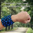 Paracord Handwoven 6-Strand Braided Shepherd Sling - Throwing Tool for Stones & Tennis Balls | Balearic Style Rock Launcher for Adults | Durable DesignBlack Blue