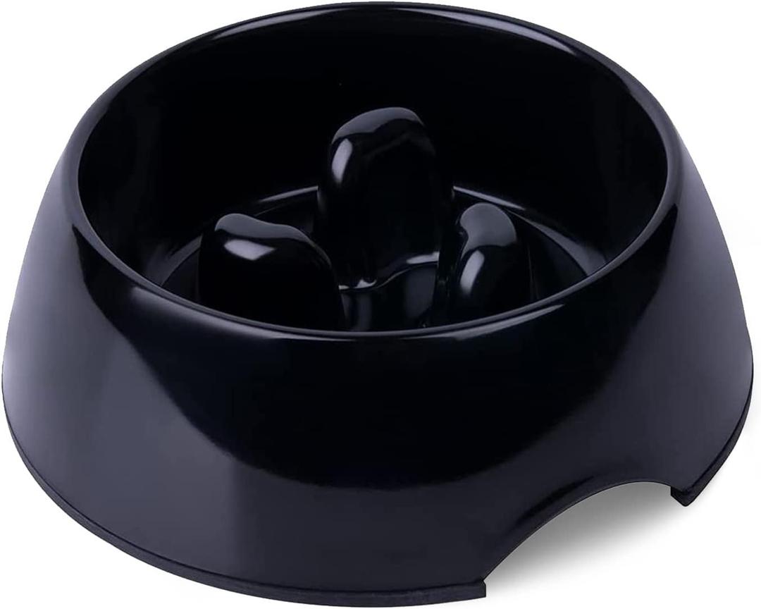 Super Design Slow Feeder Dog Bowl, 1 Cup(Holds Approx. 300ml), Non-Slip, Heat-Resistant, Sturdy, Dishwasher Safe, Suitable for Large Dogs (Black)