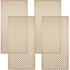Therwen 4 Pcs Decorative Aluminum Sheet Metal Cloverleaf Sheet 24 x 12 Inch Perforated Metal Panels 0.04 Inch Thick Brass Mesh Decorative Panels for Indoor Outdoor