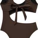 SUUKSESS Women Sexy One Piece Tummy Control Swimsuit Cutout Backless Slimming Swimwear 2025 Cheeky Side O-Ring Bathing Suit (Dark Brown,Small)