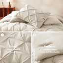 CozyLux California King Comforter Set Beige - 7 Pieces Cal King Bed in A Bag Gift for Family, Pinch Pleat Bedding Sets with All Season Comforter, Sheets, Pillowcases & Shams
