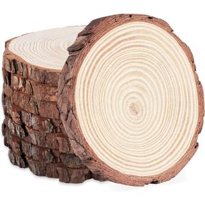 ilauke 8Pcs 8-9inch Wood Slices for Centerpieces, Unfinished Natural Wood Slices Rustic Wood Circles, Wooden Centerpieces for Tables/Wedding/DIY Crafts/Painting/Burning