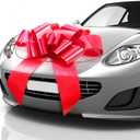 Mifflin-USA Big Car Bow (Matte Red, 30 inch) Gift Bow, Giant Bow for Car, Birthday Bow, Huge Car Bow, Big Red Bow, Christmas Bow, Gift Wrapping, Big Gift Bow for Car Decor with 2 Suction Cups
