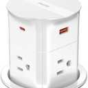 Pop up Outlet for Countertop with PD 20W USB C Fast Charging,3.15" Desk Grommet Power Station,4 Outlets,4 USB,Kitchen Island Pop Up Electrical Outlet, Office Power Supply (White)