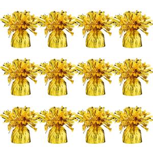 Gold Balloon Weights, Heavy Balloon Weight Pack of 12 Metallic Foil Weights for Balloons, Birthday Party & Wedding Table Centerpiece Ballon Weight, 4.8 DIY Ballon Weights for Helium Balloons