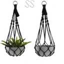 Artilady Black Plant Hanger Macrame Hanging Planter for Indoor Boho Plants Holder with Hooks Hanging Plant Basket Outdoor Window Wall Plants Home Decor (Black Macrame-2pcs)