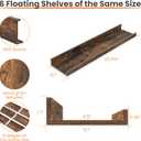 Upsimples Floating Shelves for Wall, 23.6 Inch Shelves for Decor Storage Set of 6, Wall Mounted Wood Shelf for Bedroom, Living Room, Bathroom, Kitchen, Long Picture Ledge Shelves, Brown
