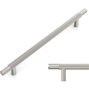 Amerdeco 10 Pack Brushed Satin Nickel Knurled Cabinet Pulls 7.5 Inch Hole Centers Kitchen Cabinet Handles Hardware Kitchen Handles for Cabinets Handles IH0006 (7.5"/192MM Hole Center)
