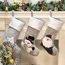 Cuteoy 3Pcs Christmas Stockings Holders Xmas Ornaments Gray Santa Snowman Reindeer Socks 20'' (Style 1)