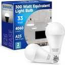 UNILAMP 300 Watt Equivalent LED Light Bulb: Super Bright 4060LM Bulbs, A23 Daylight 5000K E26 33W Energy Saving LED Bulb for Garage,Warehouse,Workshop,Supermarket, Backyard, Non-Dimmable, 2-Pack