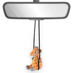 VIPbuy Handmade Wooden Swinging Giraffe Car Hanging Ornament - Cute Hand Carved Painted Wood Giraffe Figurine Car Mirror Hanging Accessories Decor Gifts