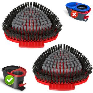 2 Pack Upgrade Scrub Brush Replace Heads Compatible with O Cedar EasyWring 1 Tank Spin Mop,Mop Replacement Scrubber Head Brush,Floor Cleaning Brush,More Layers of Bristles for Bathroom, Deck, Kitchen