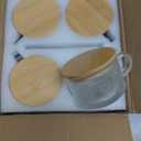 4pcs Set Vintage Coffee Mugs gifts for women, Overnight Oats Containers with Bamboo Lids and Spoons  14oz Clear Embossed Glass Cups, Cute Coffee Bar Accessories, Iced Coffee Glasses