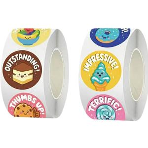 1000 Pieces 1Inch Mixed Dessert Stickers 20 Different Designs Water Bottles Scrapbooking Luggage Computer Decor School for All Ages Family Party Game Bag Supplies