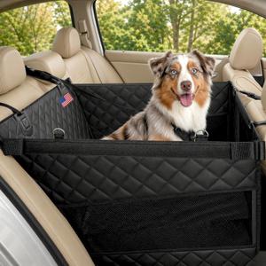Half Hammock Dog Seat Cover for Back Seat - Waterproof Half Backseat Dog Cover, Space Saving Split Seat Design, Universal Fit & Heavy Duty Pet Restraint