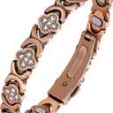 Feraco Pure Copper Bracelets for Women, Ultra Strength Magnetic Therapy Bracelet for Pain Relief with Neodymium Magnets & Sparkling Cubic Zirconia, Adjustable, Infinite Clover Jewelry (Copper 5X Strength - 5,000 Gauss)