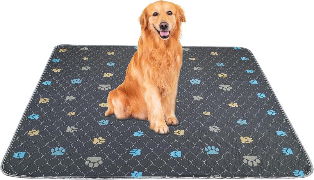 Aitmexcn Washable Dog Pee Pad, 2PCS 100% Waterproof Whelping Training Mat for Puppy/Senior, Fast Drying Reusable Pads for Indoor, Outdoor and Car Travel - 36'' x 48'' (Colour Paws)