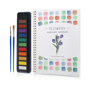 Beginner Watercolor Workbook Kit, Multi Theme with 12-Color Palette & 2 Brushes, Premium Bleed-Resistant Paper Art Set for Beginner & Adults, Easy-to-Learn Painting Kit for Creative Exploration & Gifting