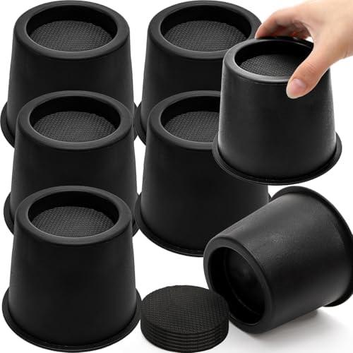 Amazon.com: Noamus 6 Pack Round Bed Risers, 4 Inch Furniture Raising Blocks, Black Lifts with Non-Slip Foam Pads, Heavy Duty Dorm Bed Frame Extenders for Desk Chair, Table Legs, Sofa Couch : Home & Kitchen
