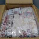 9x12 Rug, Washable Vintage Boho Carpet, Non Slip Low Pile Water Repellent Soft Print Pattern Indoor Rug for Living Room & Bedroom, Beige Rose Red Pink