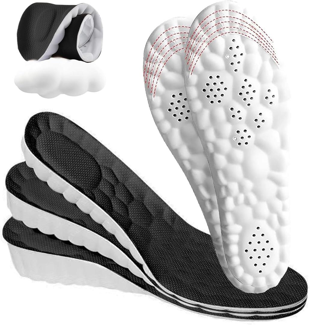 4D Cloud Height Increase Insoles for Men Wowen - Cloud Tech Insole, Soft Memory Foam Insoles, Comfort Steppers Height Increase Insoles Trim to Fit for Men Women (Black, 1.4-in US Men 8-11)