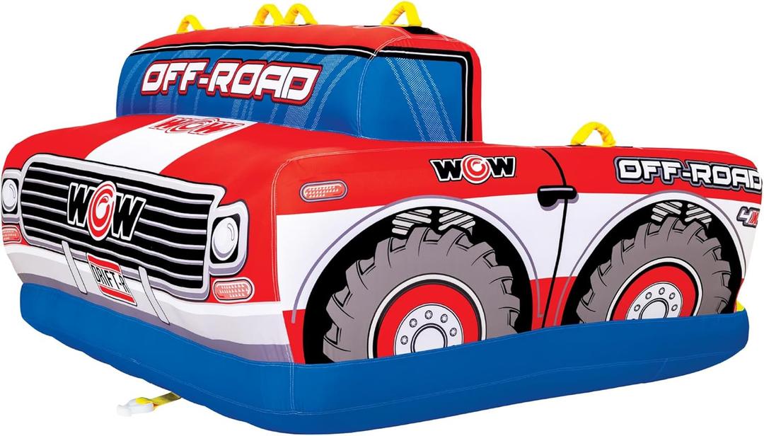 Wow Sports Off-Road Pickup Towable Tube - 1-3 Person - 510 lb Capacity - Limited Edition - for Boating