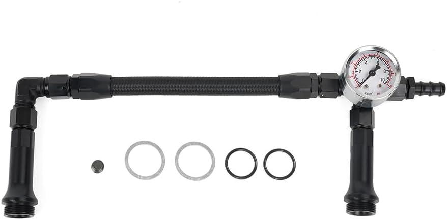 BARTOO 6AN Carburetor Dual Feed Fuel Line With Pressure Gauge For Holley 4150 Carburetor, Black