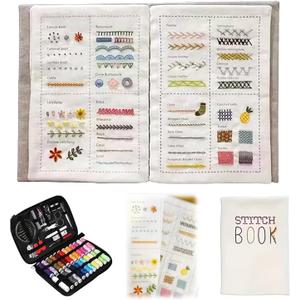 2026 New Embroidery Stitch Book Kit,Beginners Portable All Scenario Stitch Book,Comes with a Complete Toolkit and Instructional Tutorial,Perfect for Beginners and Craft Lovers (1 Set)