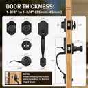 Double Front Door Handle Set with Dummy and Deadbolt, Entry Front Door Lock Set with Classic Half Grip Curved Door Handle for Exterior Doors or Office, Matte Black