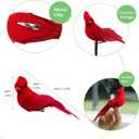 12pcs Red Cardinals Bird Decor Christmas Tree Ornaments 5.5Inch Clip on Fabric Feathered Artificial Birds for Xmas Party Decoration Wreath Crafts